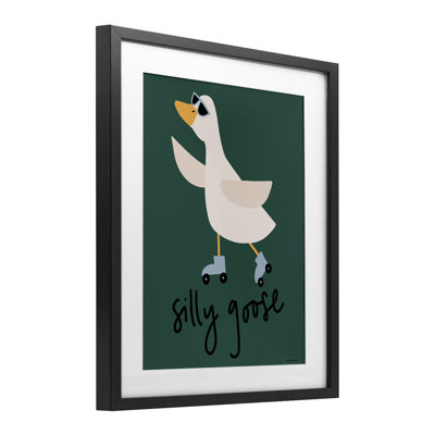«Silly Goose on Skates», reproduction encadrée sous verre, design par Rachel Nieman