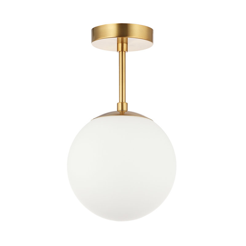 Bruning Traditional Glass Globe IP44 Bathroom Ceiling Light Fixture, Gold