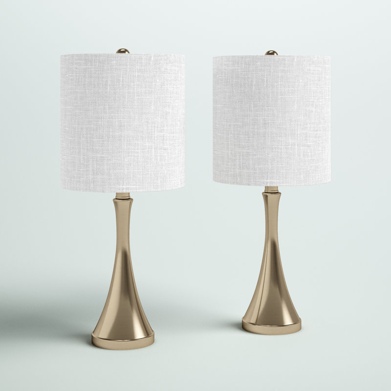 Ensemble de lampes de table 20,25 "Kadence, Plaqué or, Blanc cassé