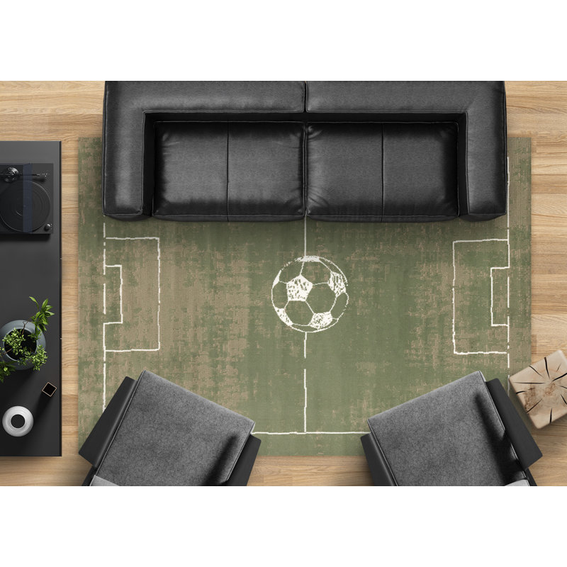 Green Indoor Soccer Field Area Rug, 7'9" x 10'6"