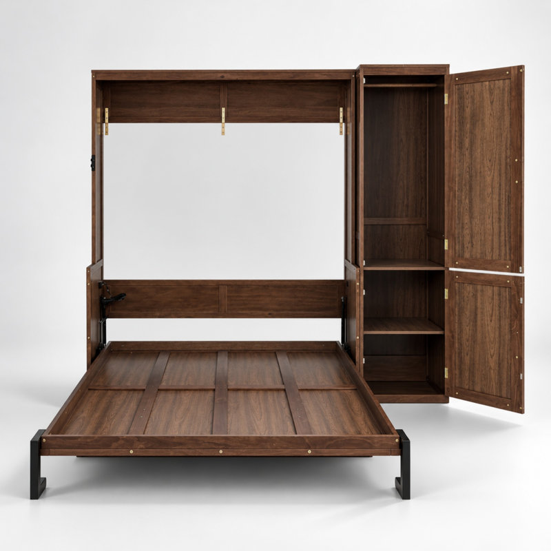 Lit escamotable Queen avec armoire, bureau et borne de recharge