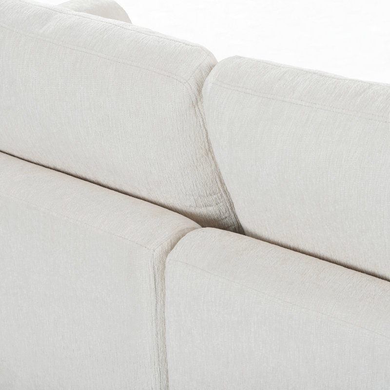 Fauteuil d'appoint en chenille avec repose-pieds et structure en bois massif, Chenille beige