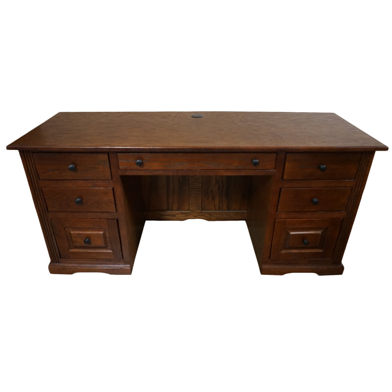 Bureau double caisson en bois massif Rafeef, Rouge sang de bœuf