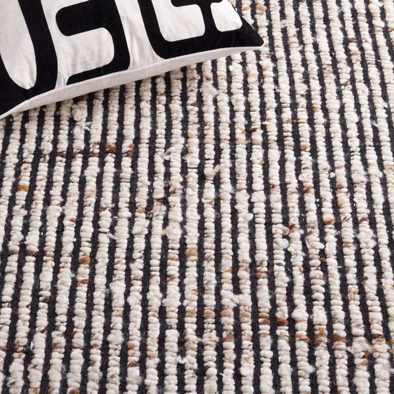 Tapis rayé en laine / jute Rynesha, Carré 6 pi