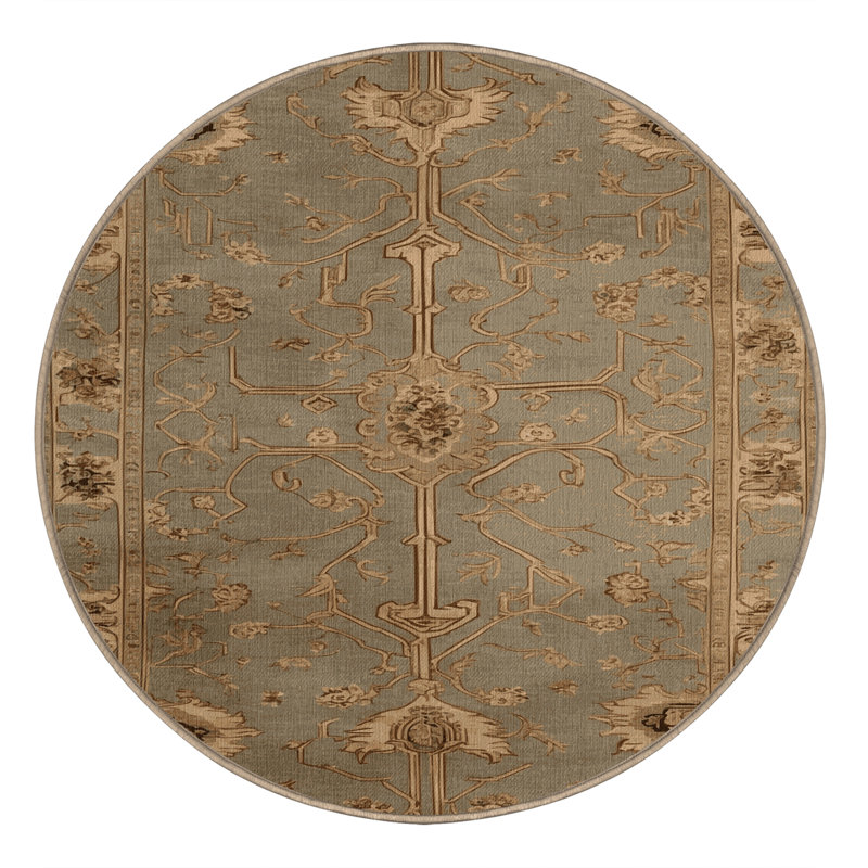 Tapis beige français lavable à la machine, Rond 5 pi