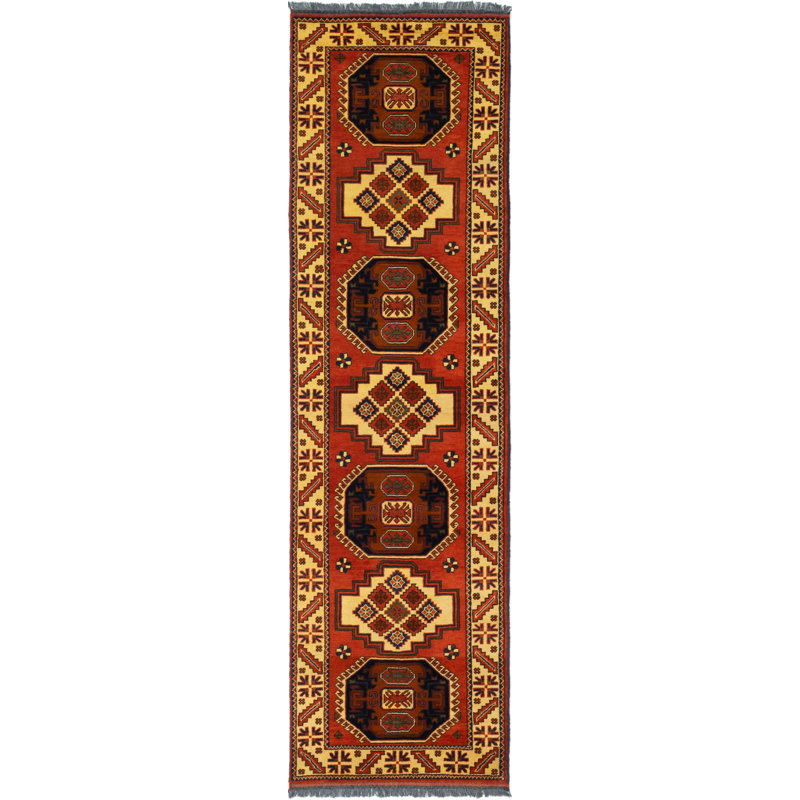 Tapis de couloir unique en laine noué à la main style Serapi des années 2010 de 2 pi 9 po x 10 pi 2 po cuivre / noir Aneecia