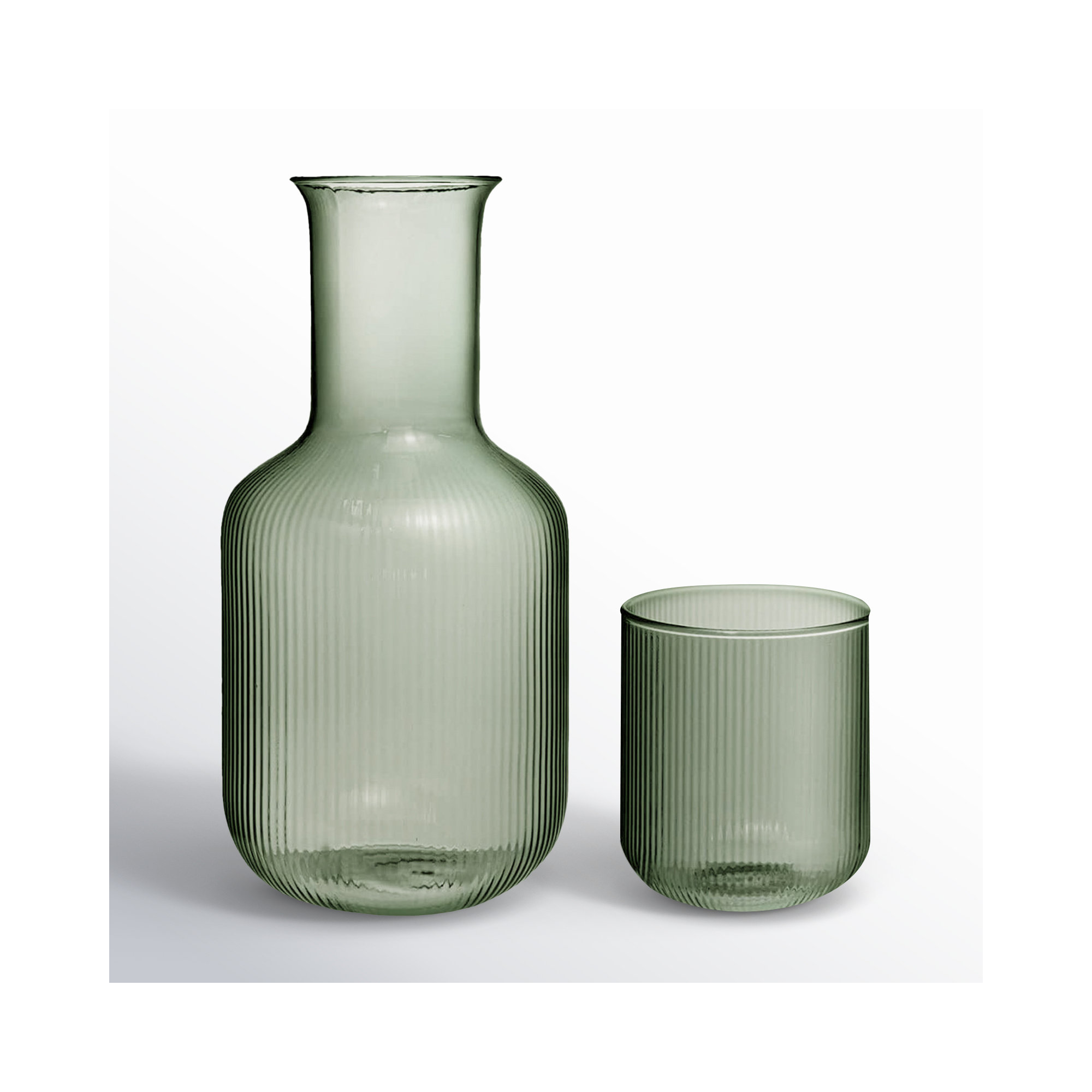 Delaria 2-Piece Carafe and Cup Set, Green