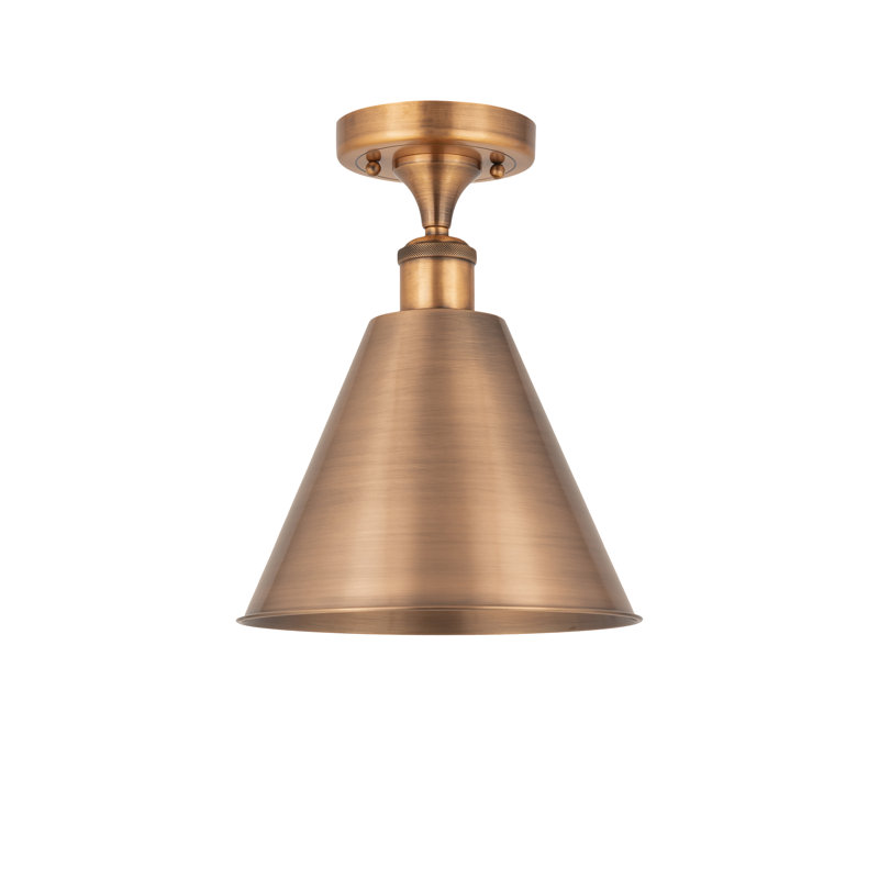 Plafonnier semi-encastré 1 lumière 8 po, Cuivre antique, H 14,75 po x l 12 po x P 12 po, Ampoule non incluse