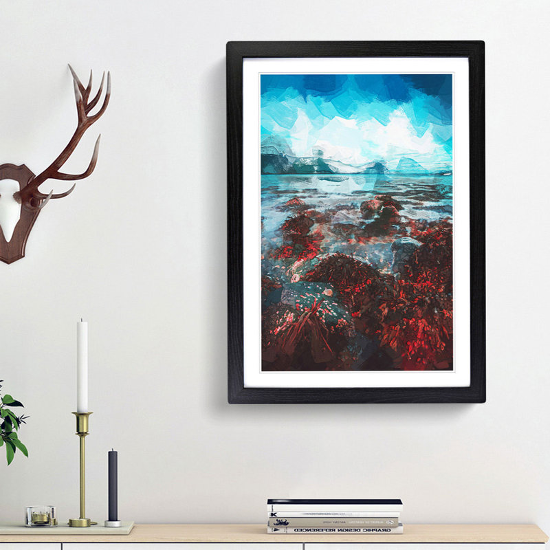 Hjorungavag in Norway in Abstract - Picture Frame Graphic Art Print, Black Framed, 87cm H x 62cm W x 2cm D