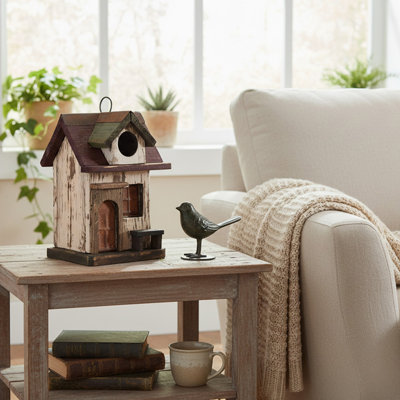 Maison d'oiseaux en bois avec banc Haight