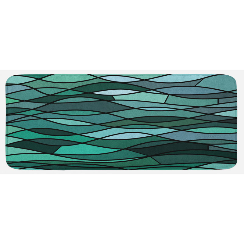Tapis de cuisine abstrait bleu turquoise