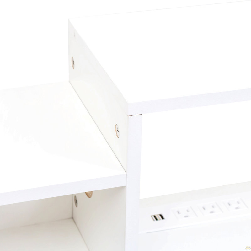 65.35In Wall Mounted Floating  TV Stand With 20 Color Leds And Charging Station, White