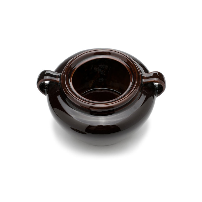 Fox Run 3.5-Quart Brown Ceramic Bean Pot with Lid