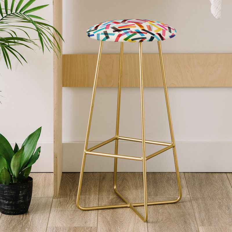 Upholstered Counter Stool with Metal Frame