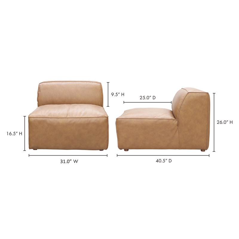 Foley Genuine Leather Slipper Chair, Tan Top Grain Leather