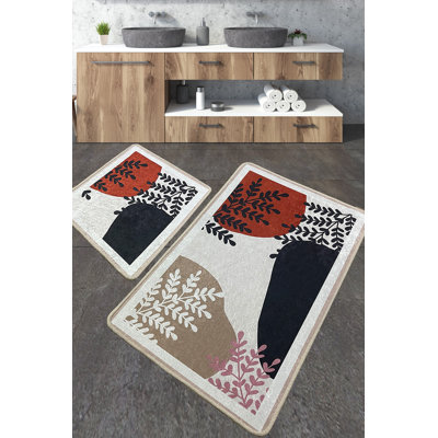 Luxurious Bathmat Set (2 Pieces), Antibacterial Polyester, 23.6 x 39.4 inches & 19.7 x 23.6 inches | Soft 0.4-inch Pile Height, Non-Slip Underside, Machine Washable | Ideal for Bathroom Comfort & Safety