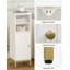 Small Bathroom Storage Cabinet, Freestanding Bathroom Storage Unit with Door, Adjustable Shelf and Hooks, Narrow Toilet Paper Cabinet with Open Storage Space, White 