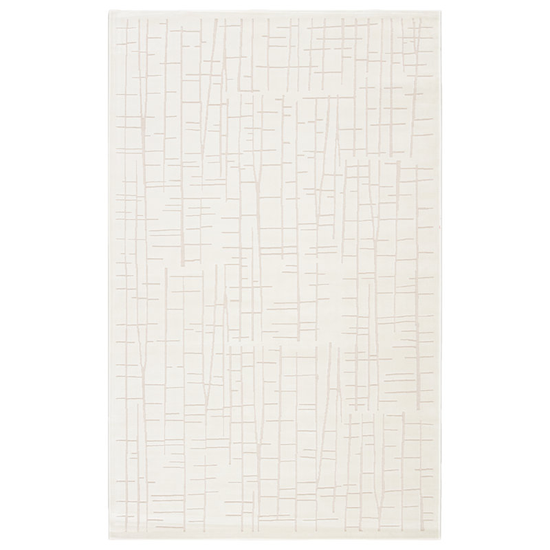 Tapis blanc à motif géométrique Geist, Rectangle 5 pi x 7 pi 6 po