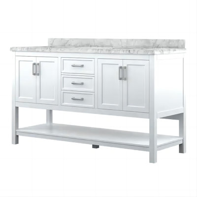 Maximas 61" Double Bathroom Vanity With Marble Top