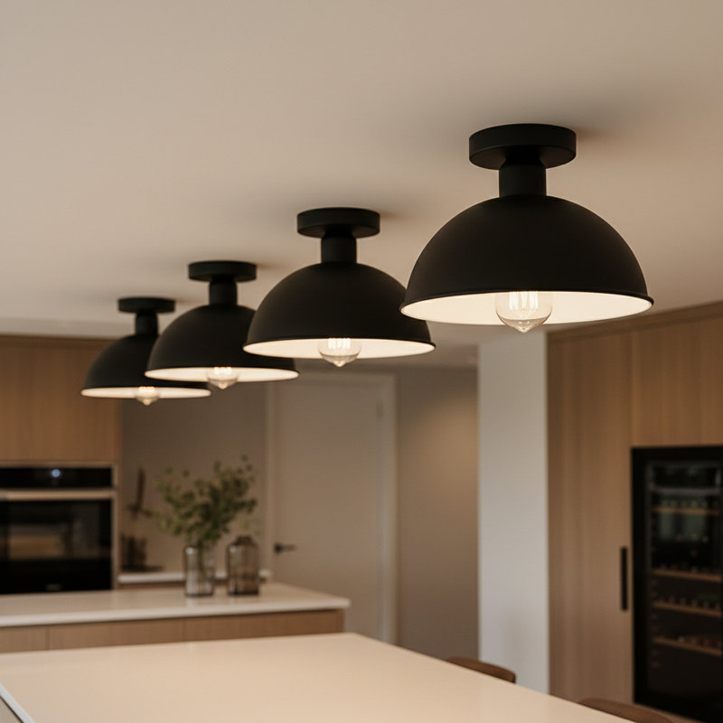 Semi Flush Mount, Black inner white