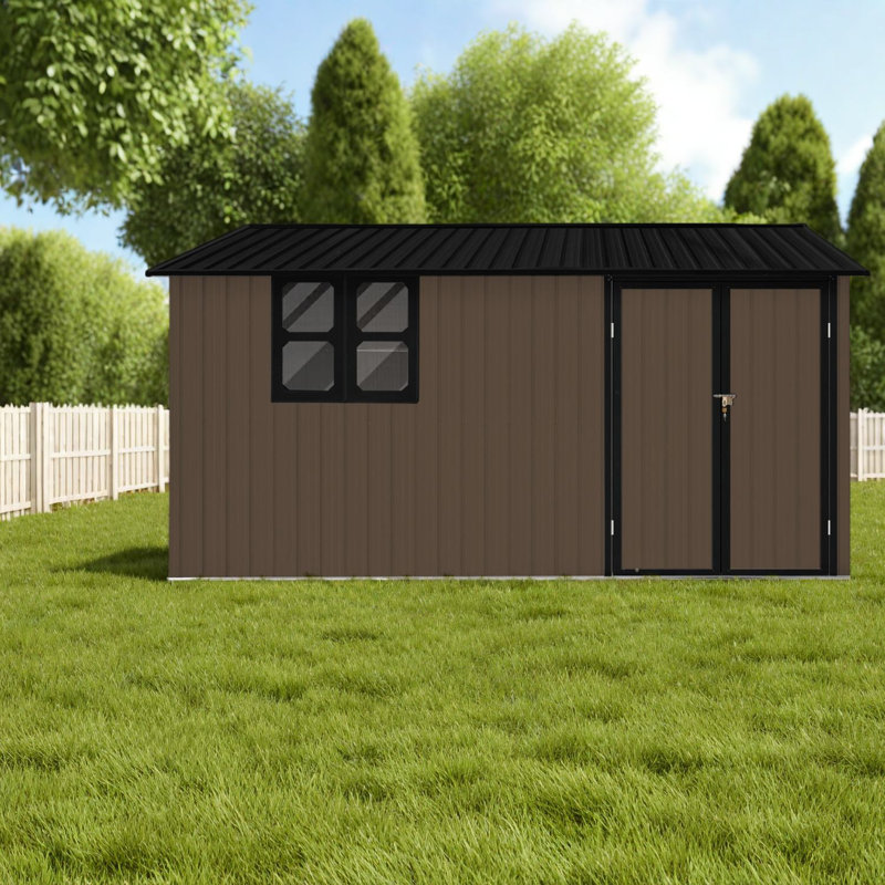 Remises en métal durables, finition brune, solution de rangement de jardin moderne