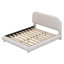 Lit plateforme tapissier avec tissu épais, structure solide et design courbé élégant-114399569-114399567