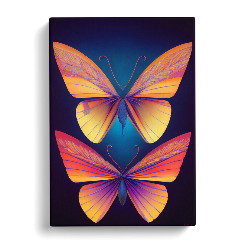 Vivid Butterflies - Wall Art, Wrapped Canvas, 50cm H x 35cm W, No Matte