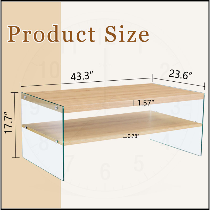 Double layered rectangular coffee table, Wood