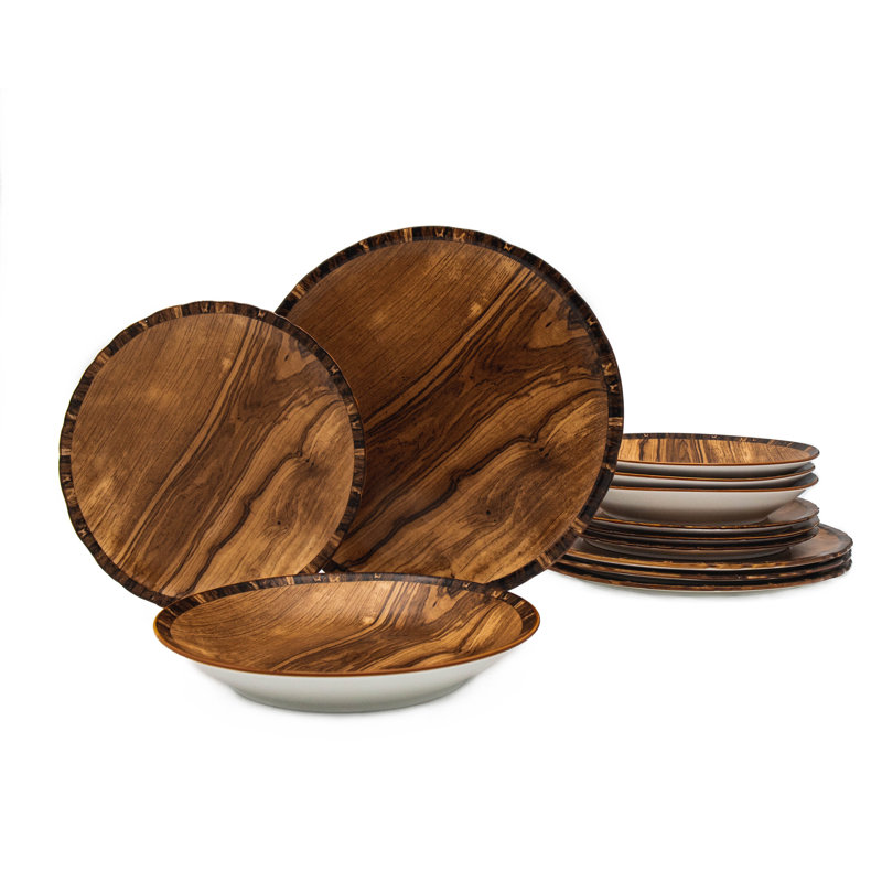 Grove 12 Piece Porcelain Dinnerware Set