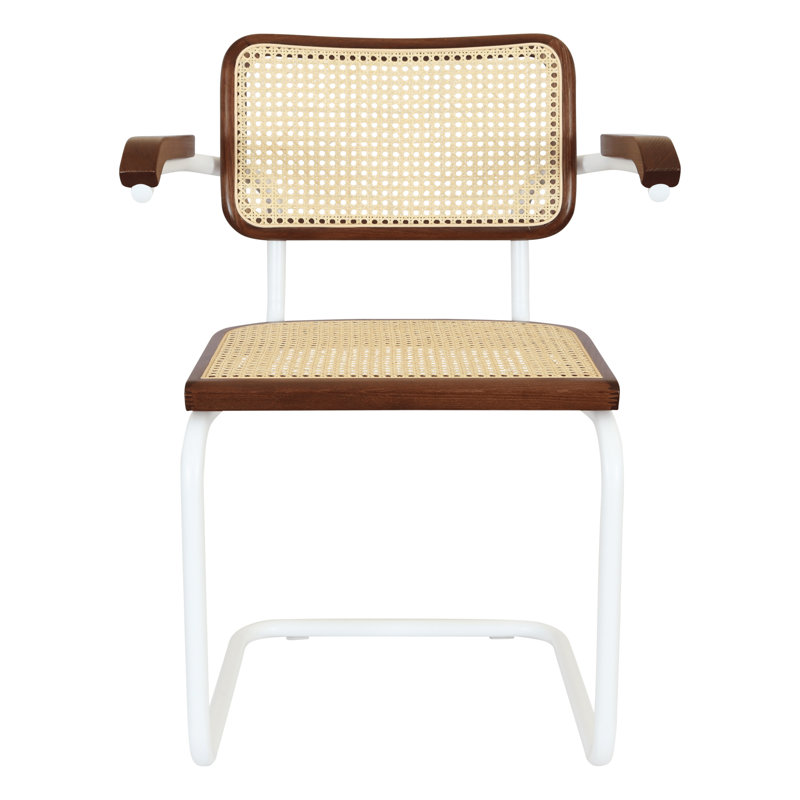 Marcel Breuer Cesca Cane Cantilever Dining Armchair Arm Chair, Walnut/Natural/White