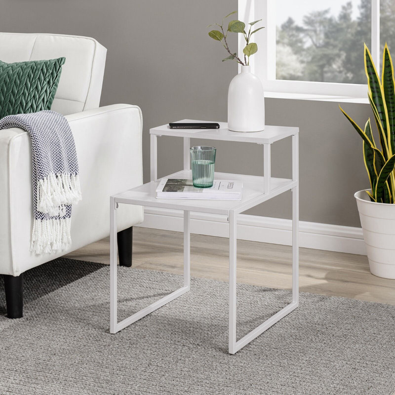 Sperazza Frame Side Table Set, White, White