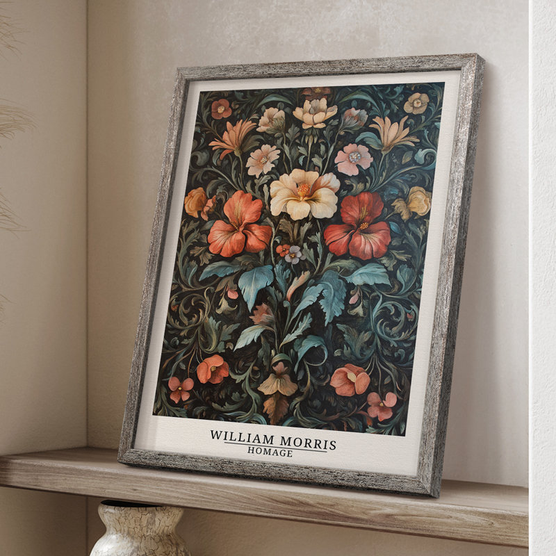 Imprimé encadré en bois massif de la série «XII» de William Morris, H 11 po x l 9 po