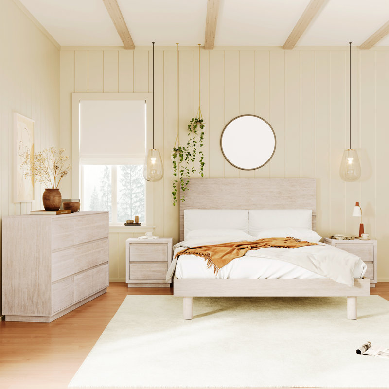 Ensemble de chambre avec lit plateforme 4 pièces, Double