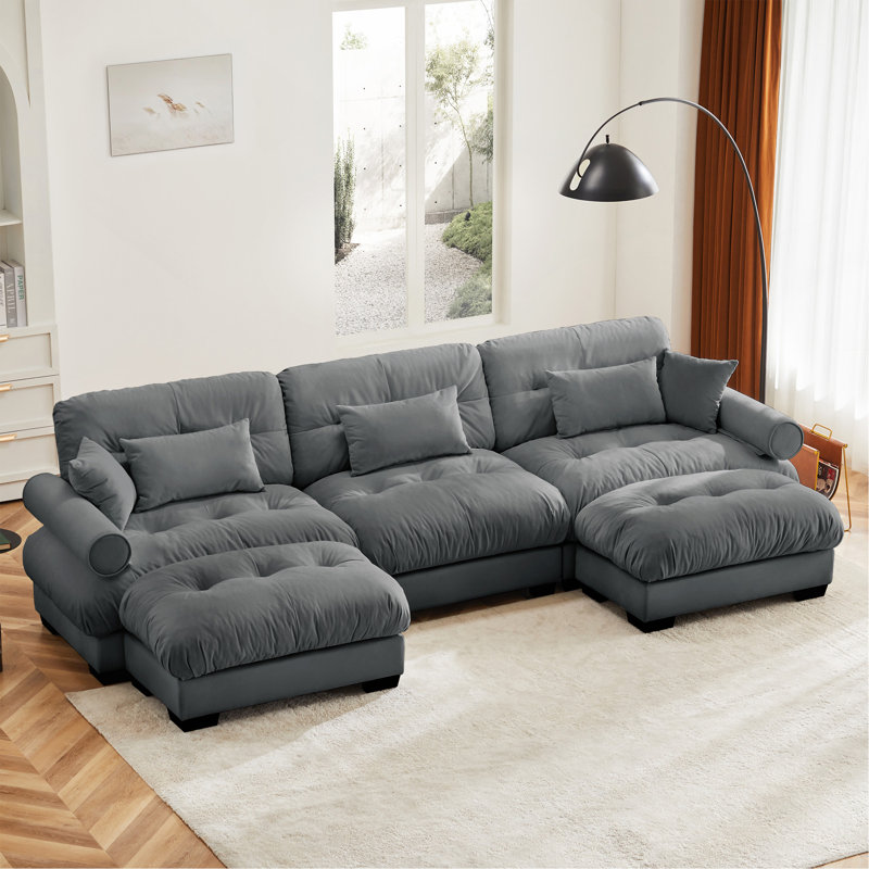 Canapé modulaire en U avec repose-pieds et canapé-lit