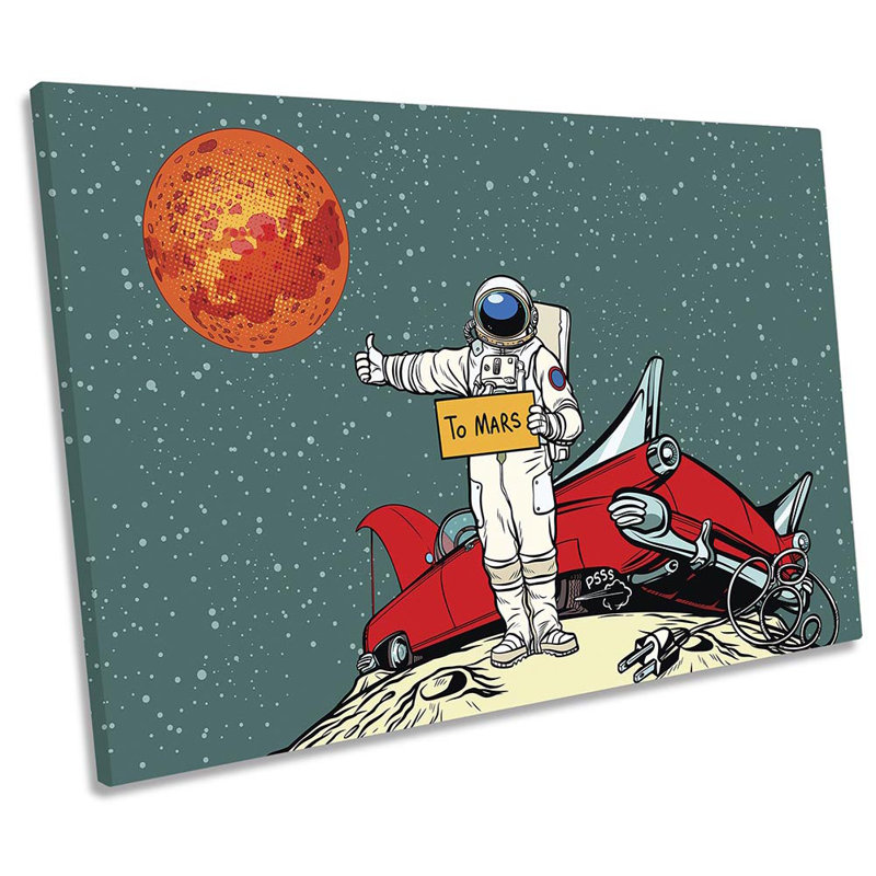 Hitchhiker Spaceman Mars - Wrapped Canvas Print, 30.5cm H x 45.7cm W x 2cm D