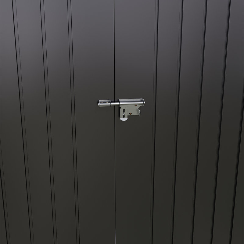 Outdoor Galvanized Steel Storage Shed with Dual Doors, Grey