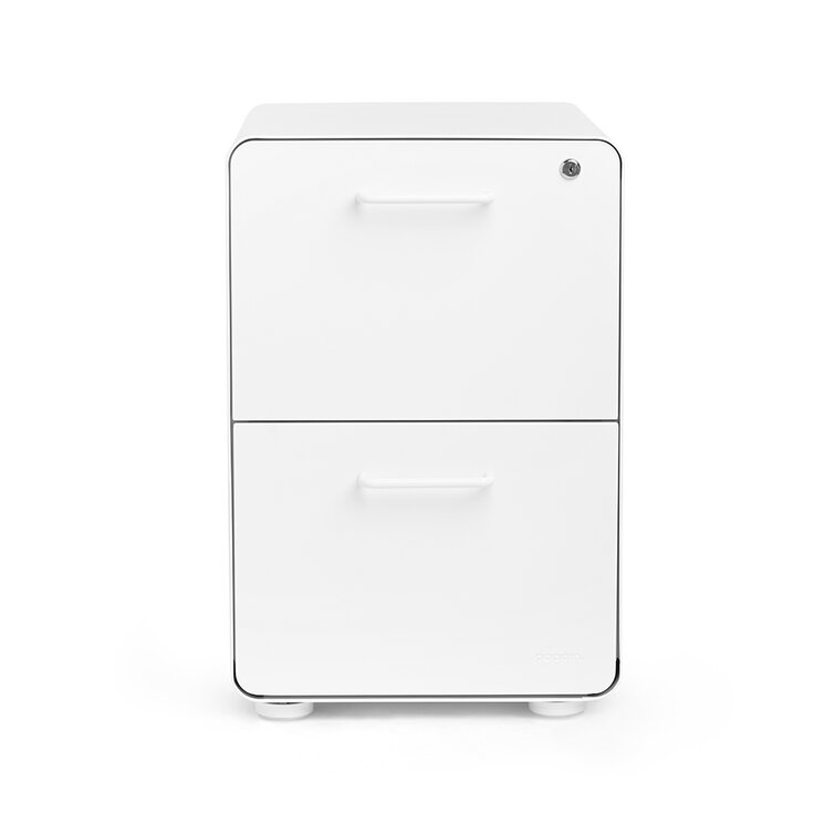 Poppin White 3-Drawer Stow Locking Filing Cabinet