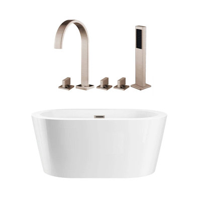 55'' x 31.50'' Freestanding Soaking Acrylic Bathtub with Faucet