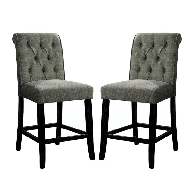 Sobia Upholstered Counter Stool, Antique Black