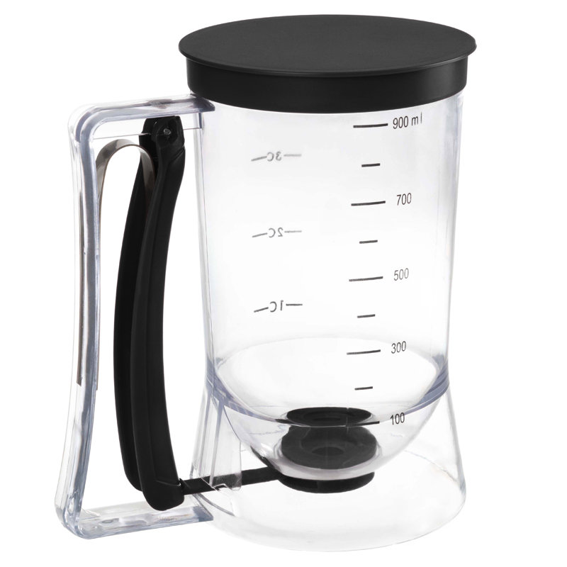 Distributeur de pâte à crêpes - Distributeur de pâte de 4 tasses avec poignée pour crêpes, gaufres, muffins et crêpes - Outils de cuisson (noir)