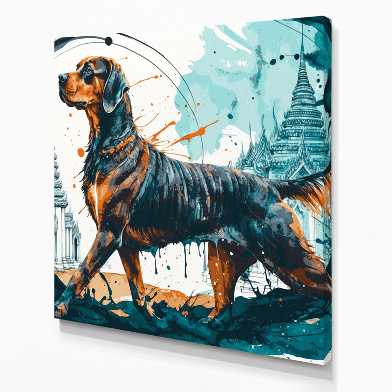 Chiens, art mural sur toile bleue Ridgeback, H 32 po x l 32 po