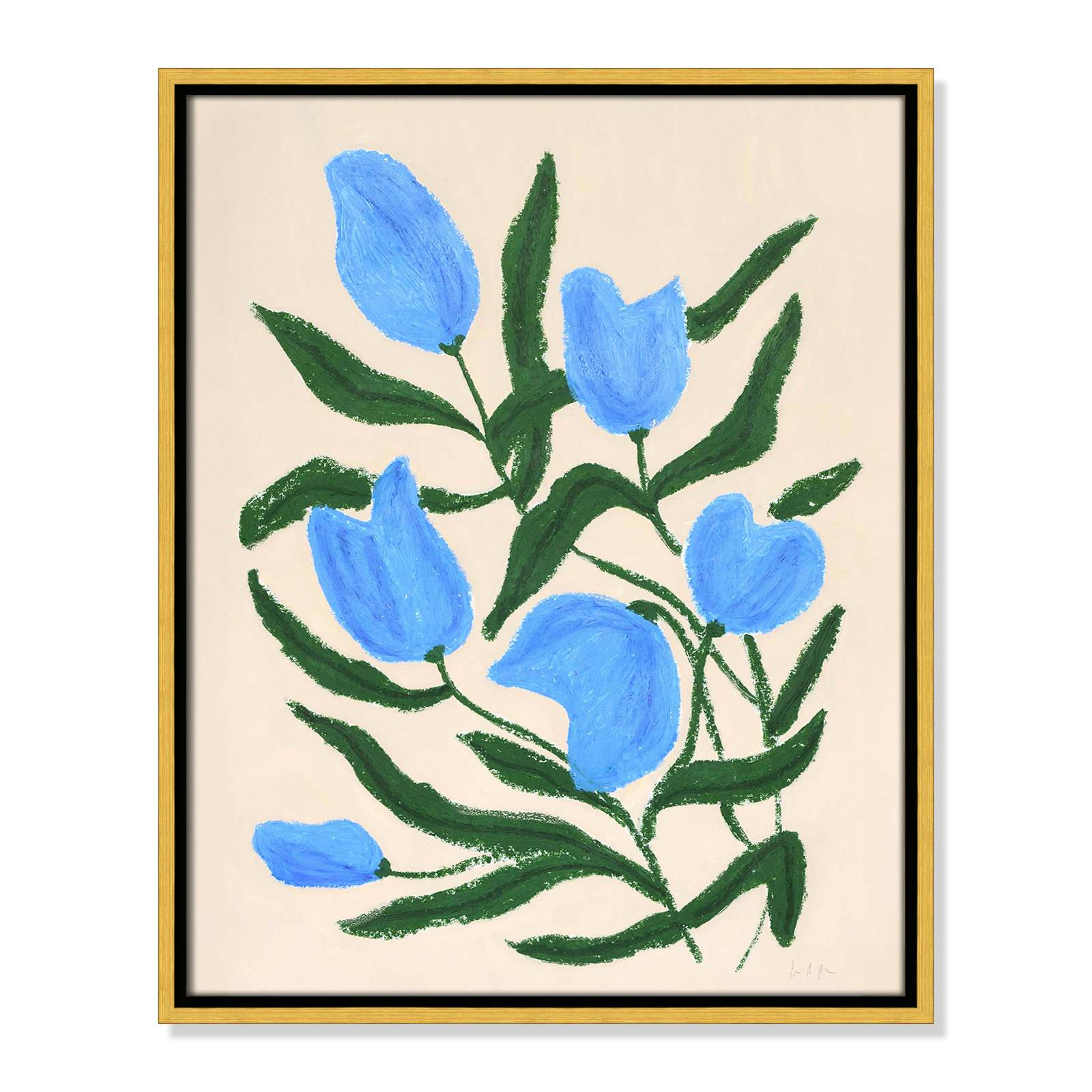 Blue Tulips Print by Camilla Bergqvist, 21.5" H x 17.5" W, Gold