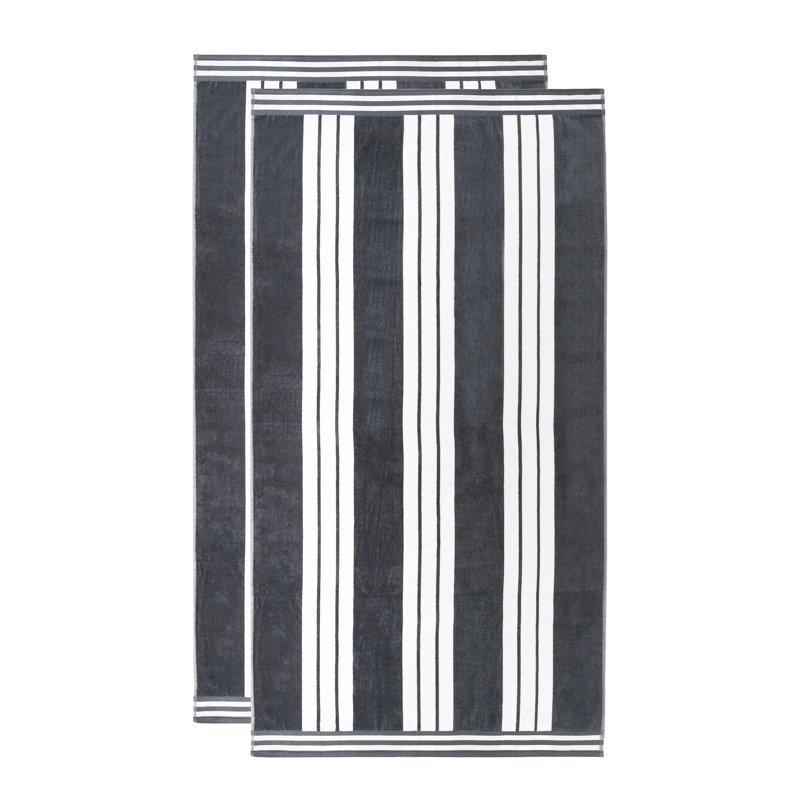 Serviette de plage Chira, Gris anthracite, Serviette de plage - paquet de 2