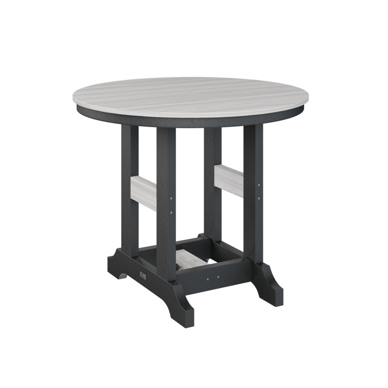 Garden Classic Outdoor Round Dining Table, Seashell, Black