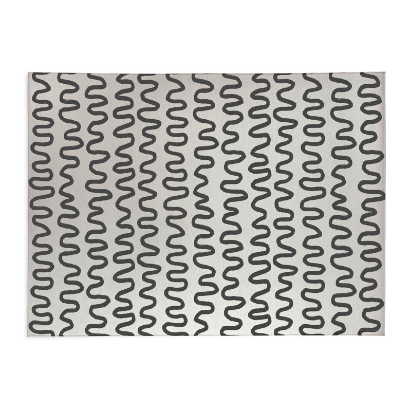 Wiggle Stripe Indoor Doormat, 24" W x 36" L, Ivory