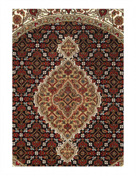 Tapis rond noir unique de 4 po x 4 po Dianthe