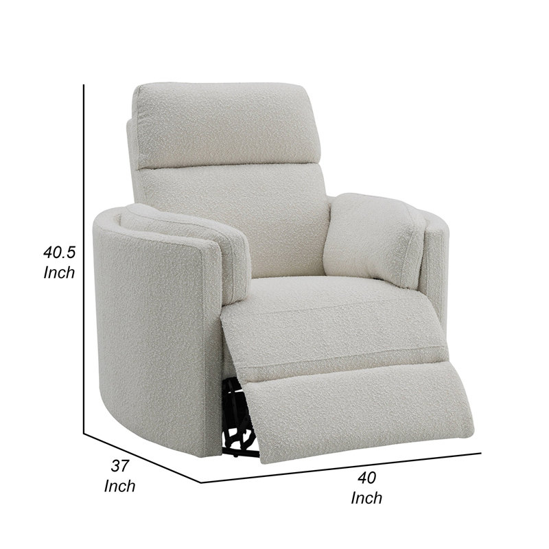 Ilyaz 40"W Upholstered Glider Recliner with Swivel, Beige Boucle