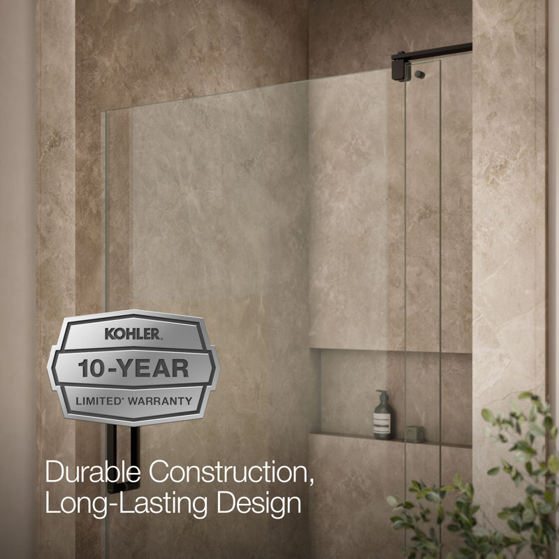 Revel 48'' x 74'' Pivot Shower Door with CleanCoat® Technology, Anodized Dark Bronze, Crystal Clear