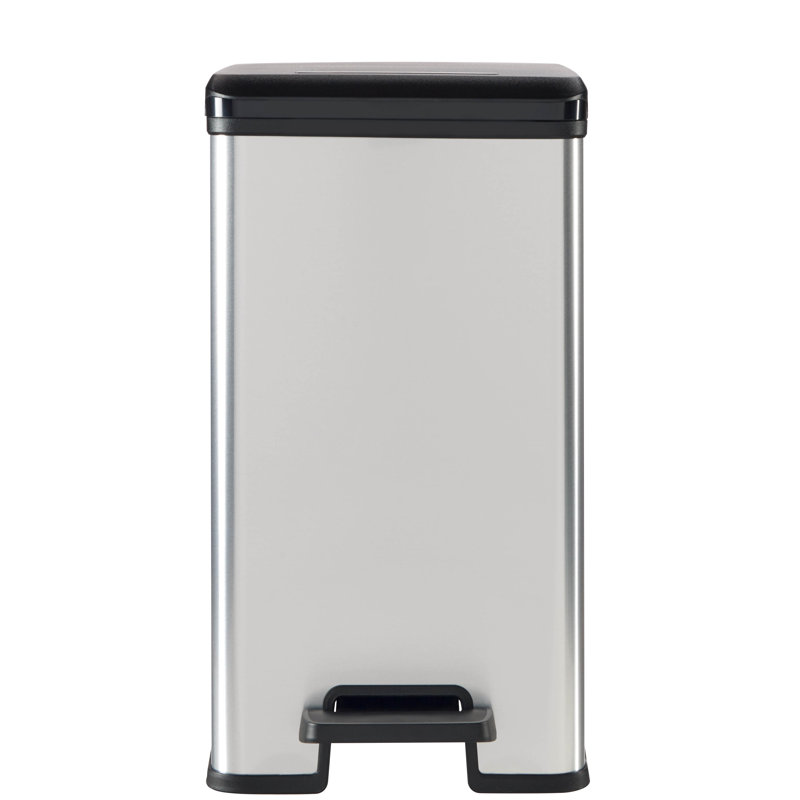 Deco Slim Bin Waste Bin 25L With Foot Pedal Silver Metallic