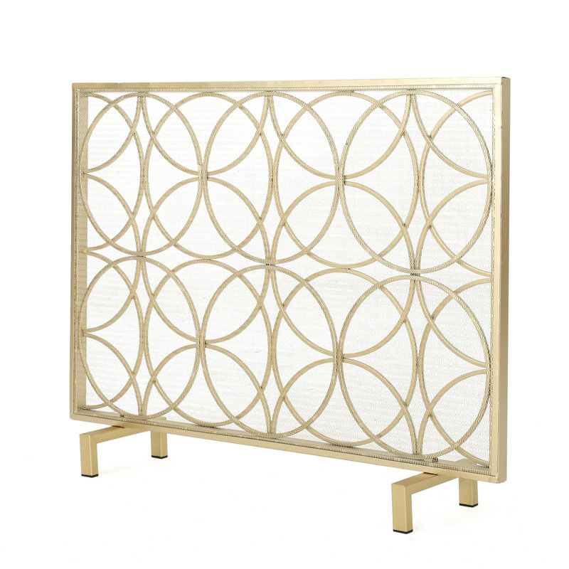 Barrière de foyer sophistiquée en fer, motif à chevauchement, simple, protecteur moderne doré,